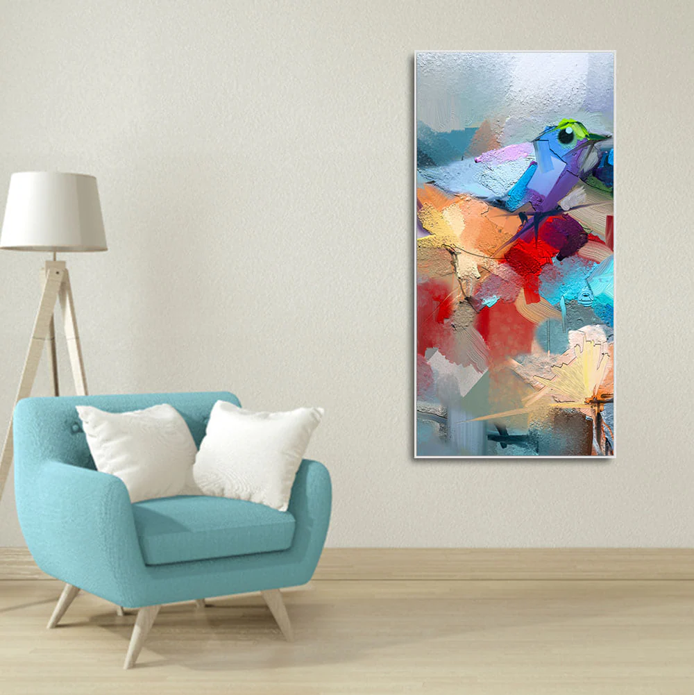 Abstract Colorful Bird and Flower Canvas Wall Painting - Image 3