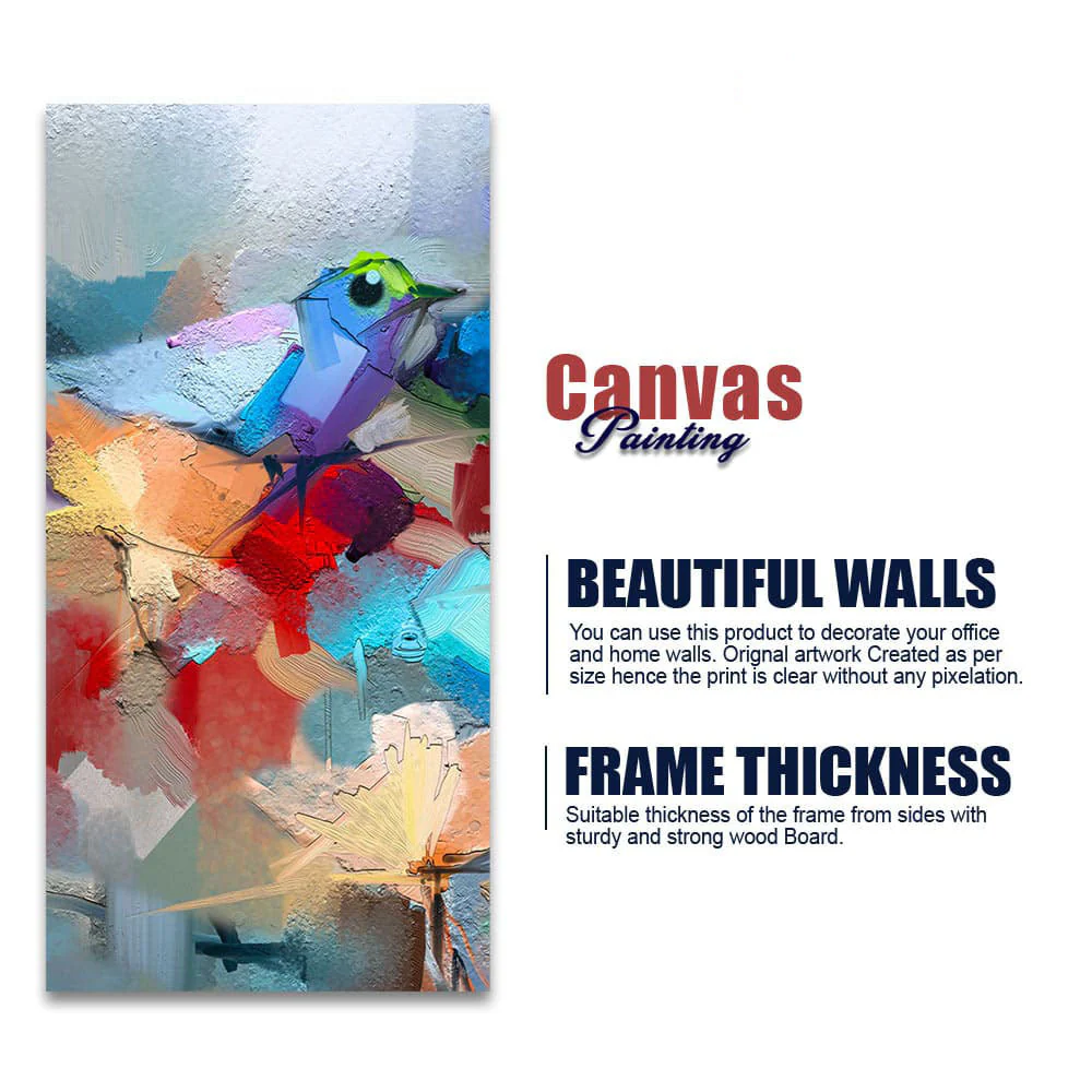 Abstract Colorful Bird and Flower Canvas Wall Painting - Image 5
