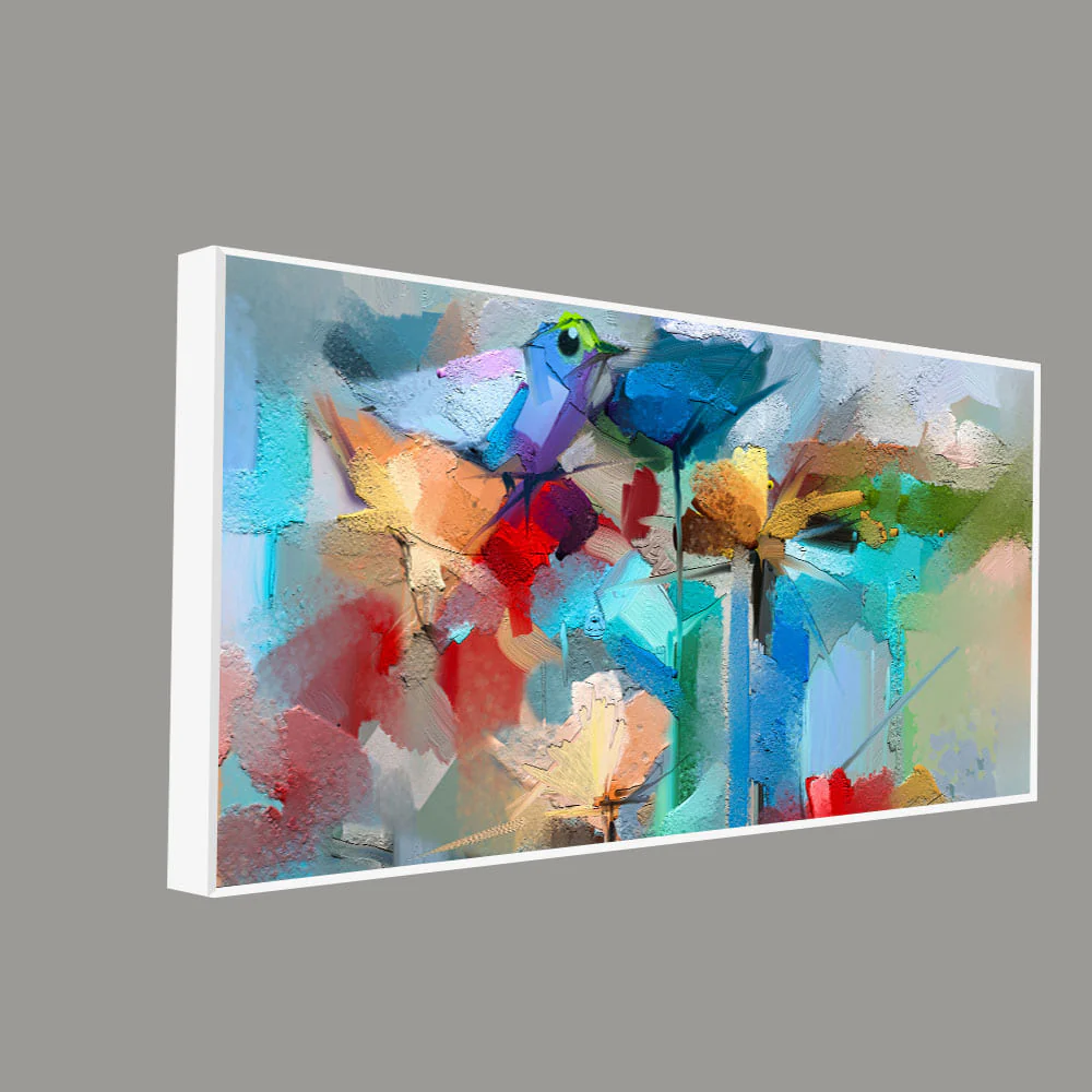 Abstract Colorful Bird and Spring Flower Canvas Wall Painting - Image 5