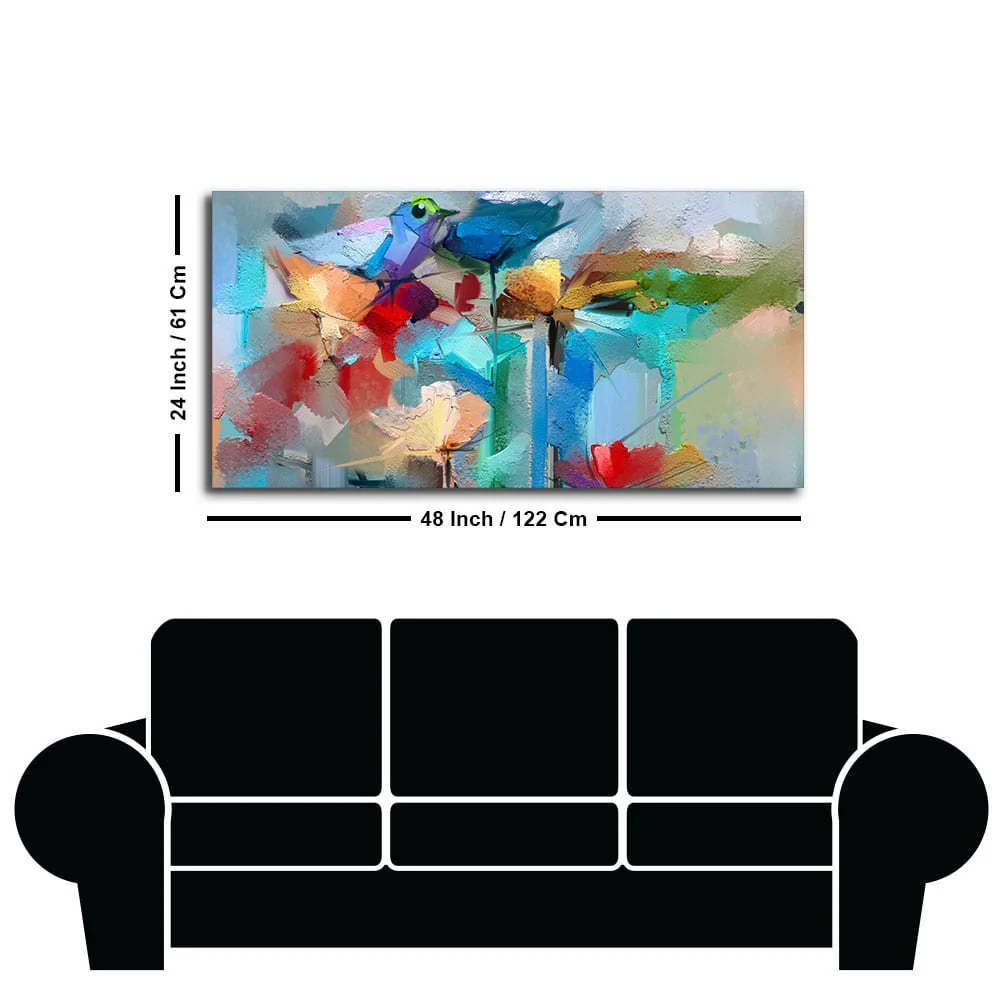 Abstract Colorful Bird and Spring Flower Canvas Wall Painting - Image 7