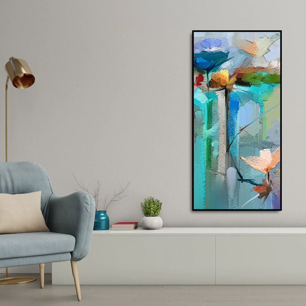 Abstract Colorful Bird and Spring Flower Premium Canvas Wall Painting - Image 3