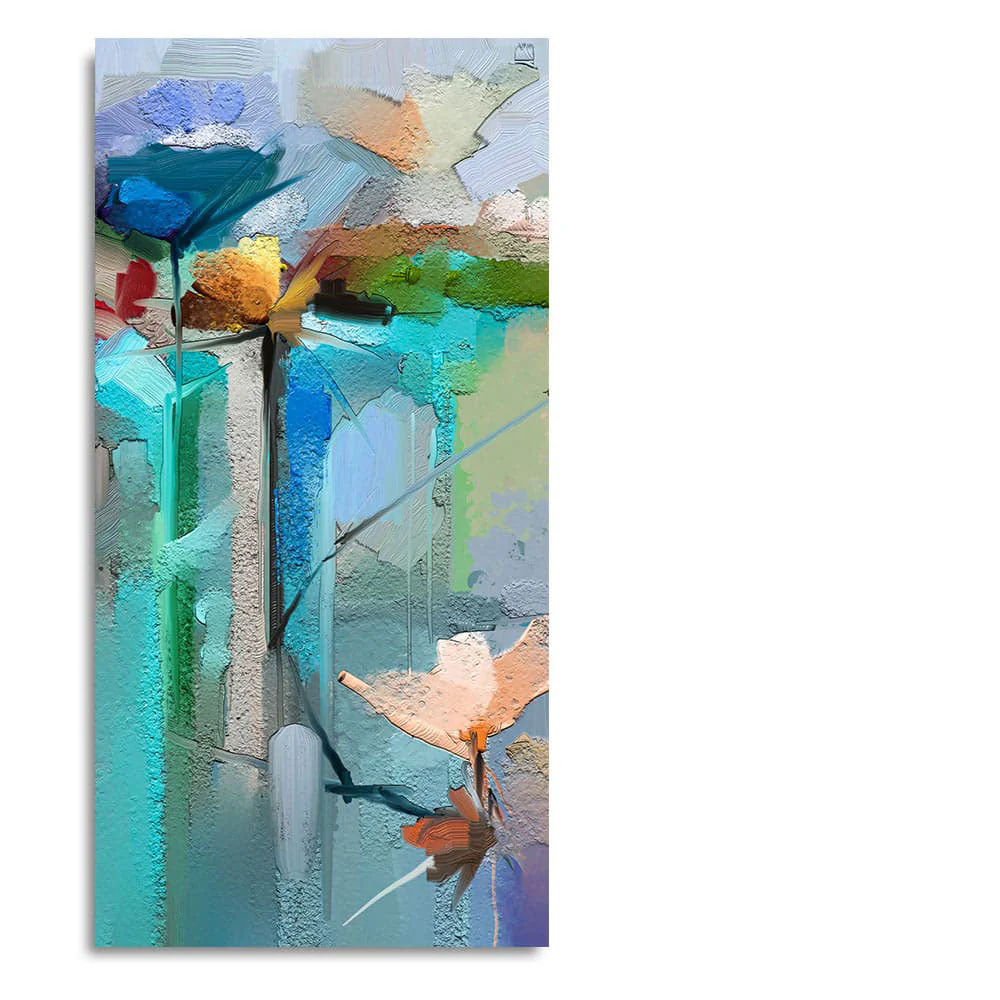 Abstract Colorful Bird and Spring Flower Premium Canvas Wall Painting - Image 4
