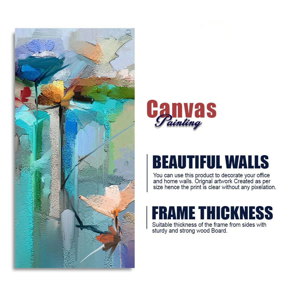 Abstract Colorful Bird and Spring Flower Premium Canvas Wall Painting - Image 6