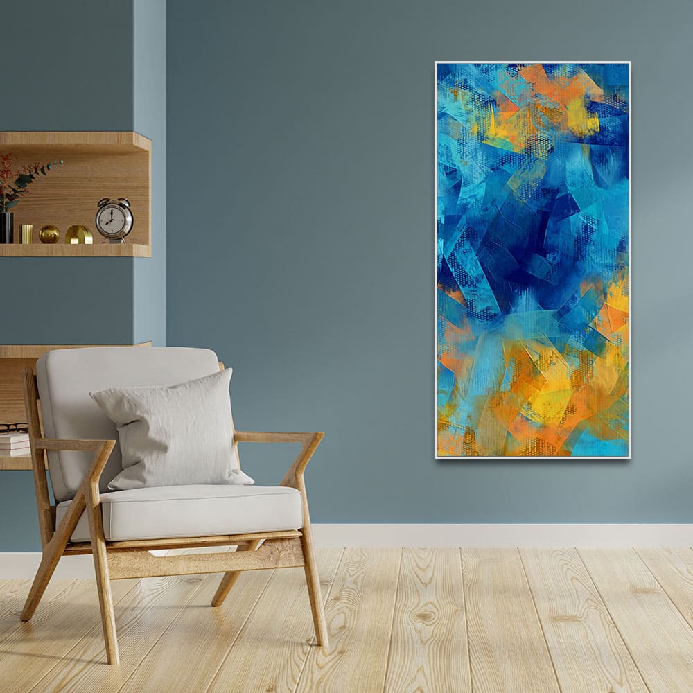 Abstract Colorful Blue Textured Art Canvas Wall Painting - Image 3