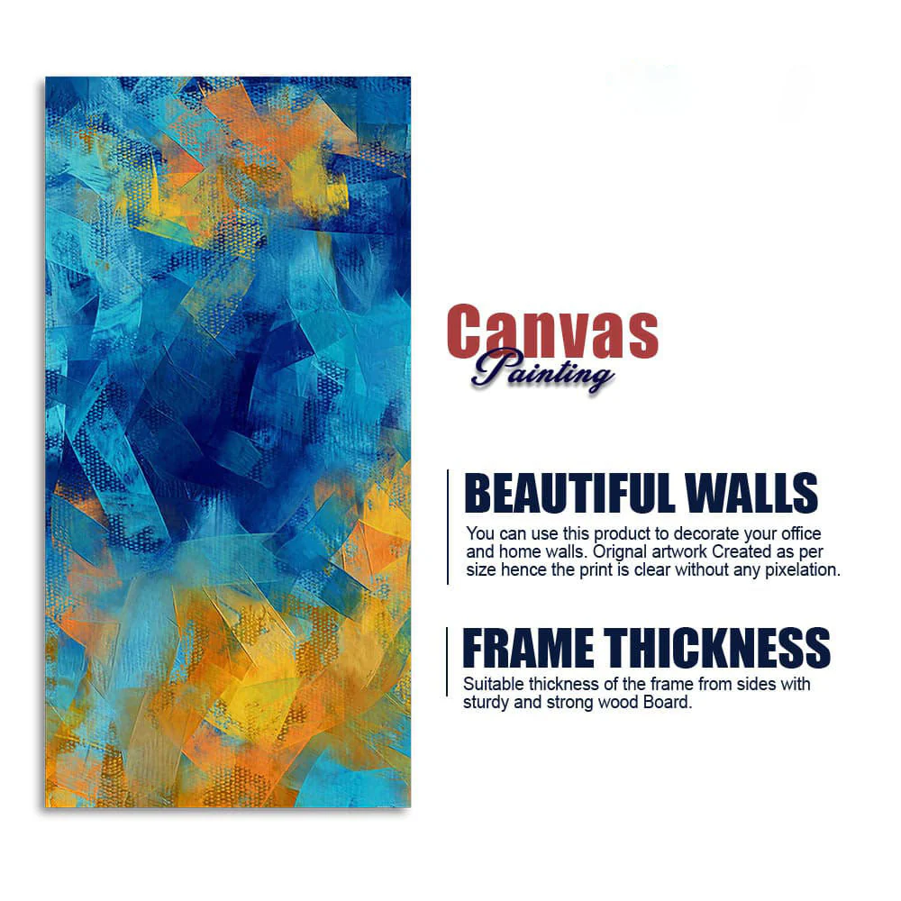 Abstract Colorful Blue Textured Art Canvas Wall Painting - Image 5
