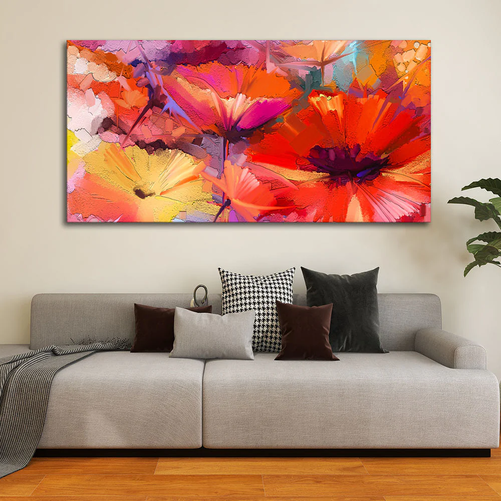 Abstract Colorful Composition of Vibrant Spring Floral Canvas Wall Painting - Image 2