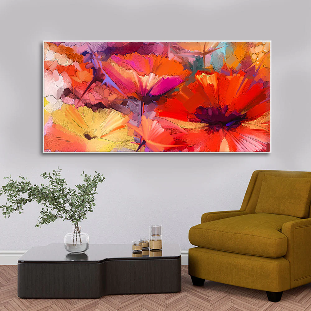 Abstract Colorful Composition of Vibrant Spring Floral Canvas Wall Painting - Image 3