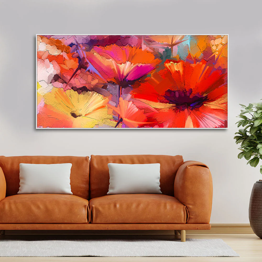 Abstract Colorful Composition of Vibrant Spring Floral Canvas Wall Painting - Image 8