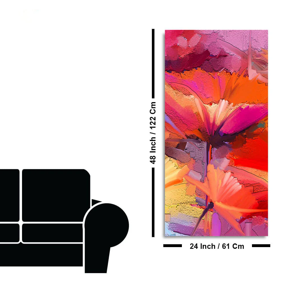 Abstract Colorful Composition of Vibrant Spring Floral Premium Canvas Wall Painting - Image 6
