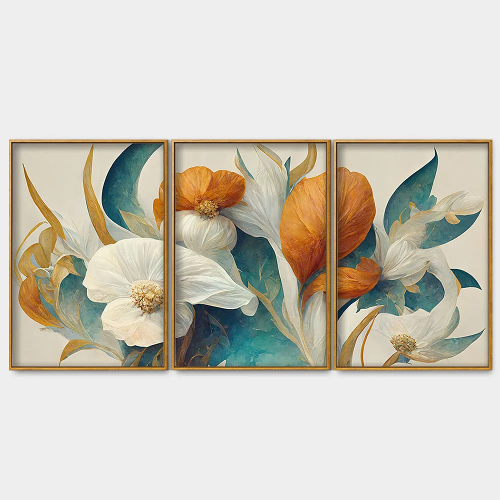Abstract Colorful Spring Flower Texture Art Floating Canvas Wall Painting Set of Three - Image 4