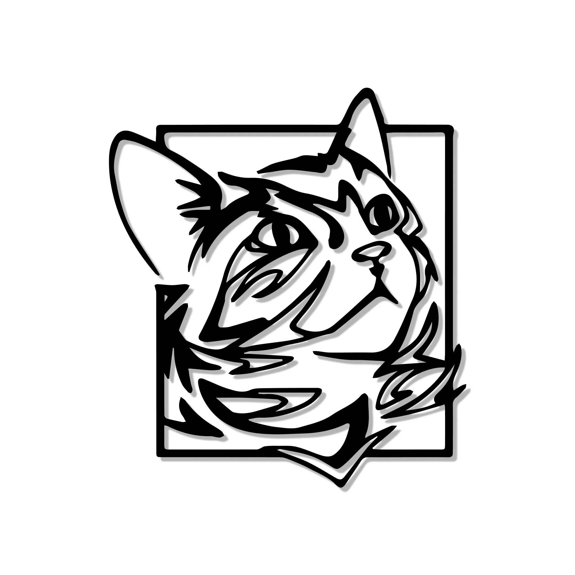 Abstract Design Cat Face Metal Art Animal Wall Decor - Image 3