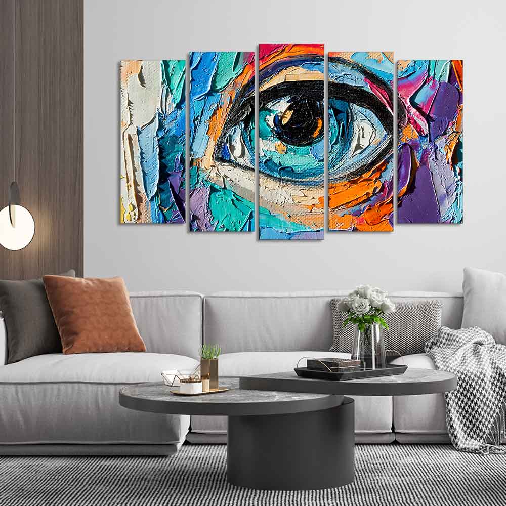 Abstract Eye Canvas Wall Painting of Five Pieces Set - Image 2