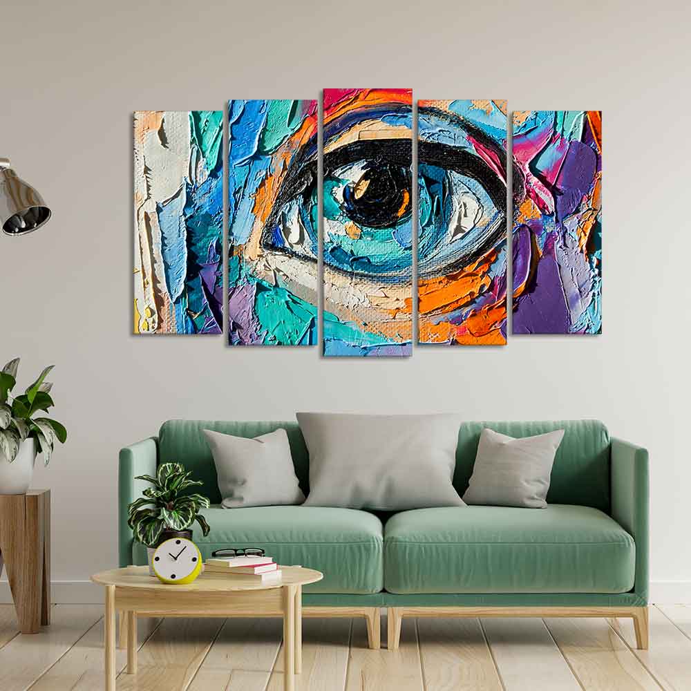 Abstract Eye Canvas Wall Painting of Five Pieces Set - Image 3