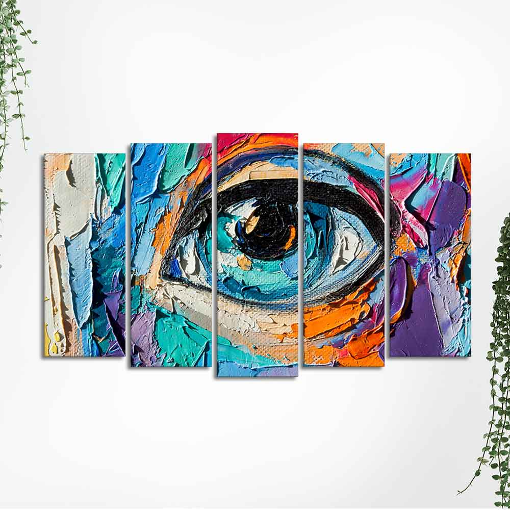Abstract Eye Canvas Wall Painting of Five Pieces Set - Image 5