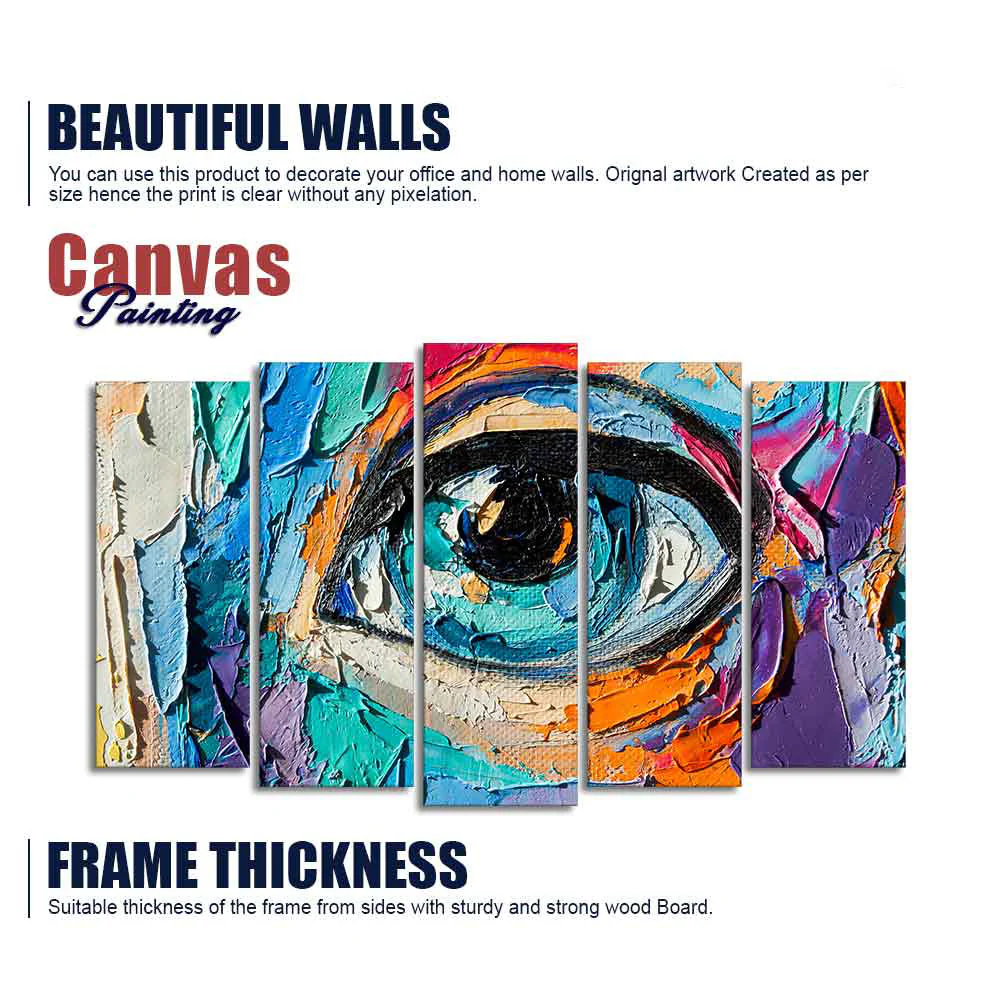 Abstract Eye Canvas Wall Painting of Five Pieces Set - Image 6