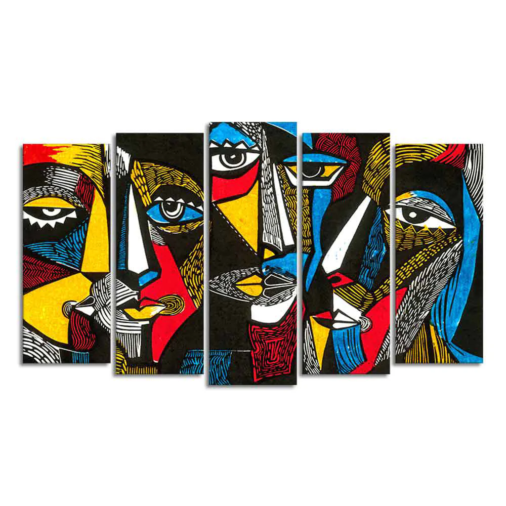 Abstract Faces 5 Pieces Premium Wall Painting - Image 4