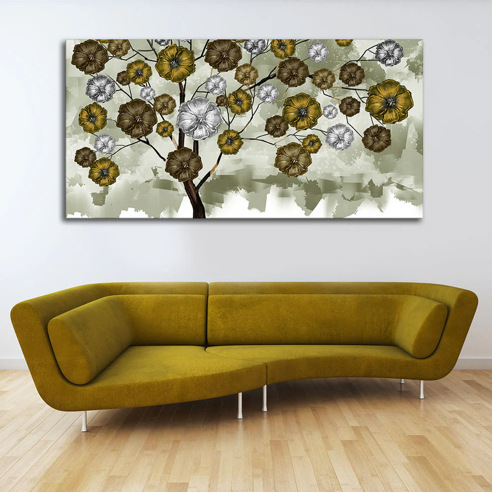 Abstract Flowers Designer Art Premium Canvas Wall Painting - Image 2