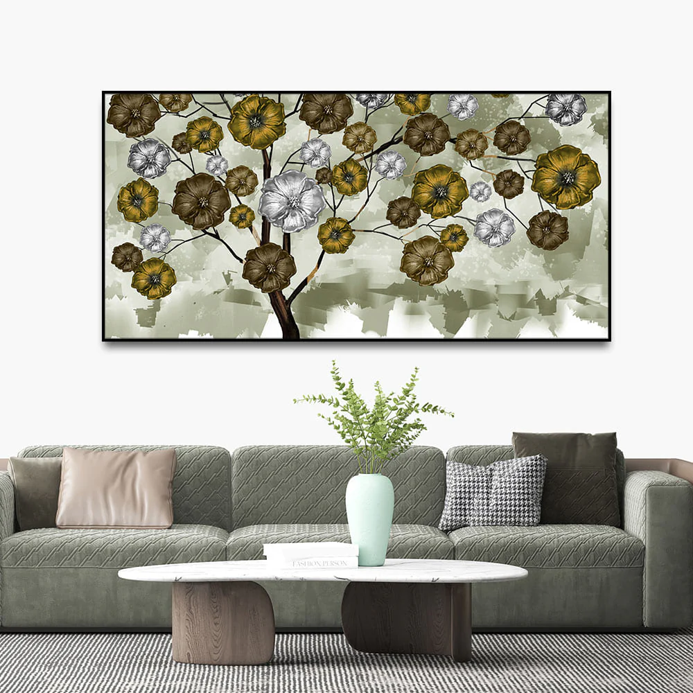 Abstract Flowers Designer Art Premium Canvas Wall Painting - Image 3