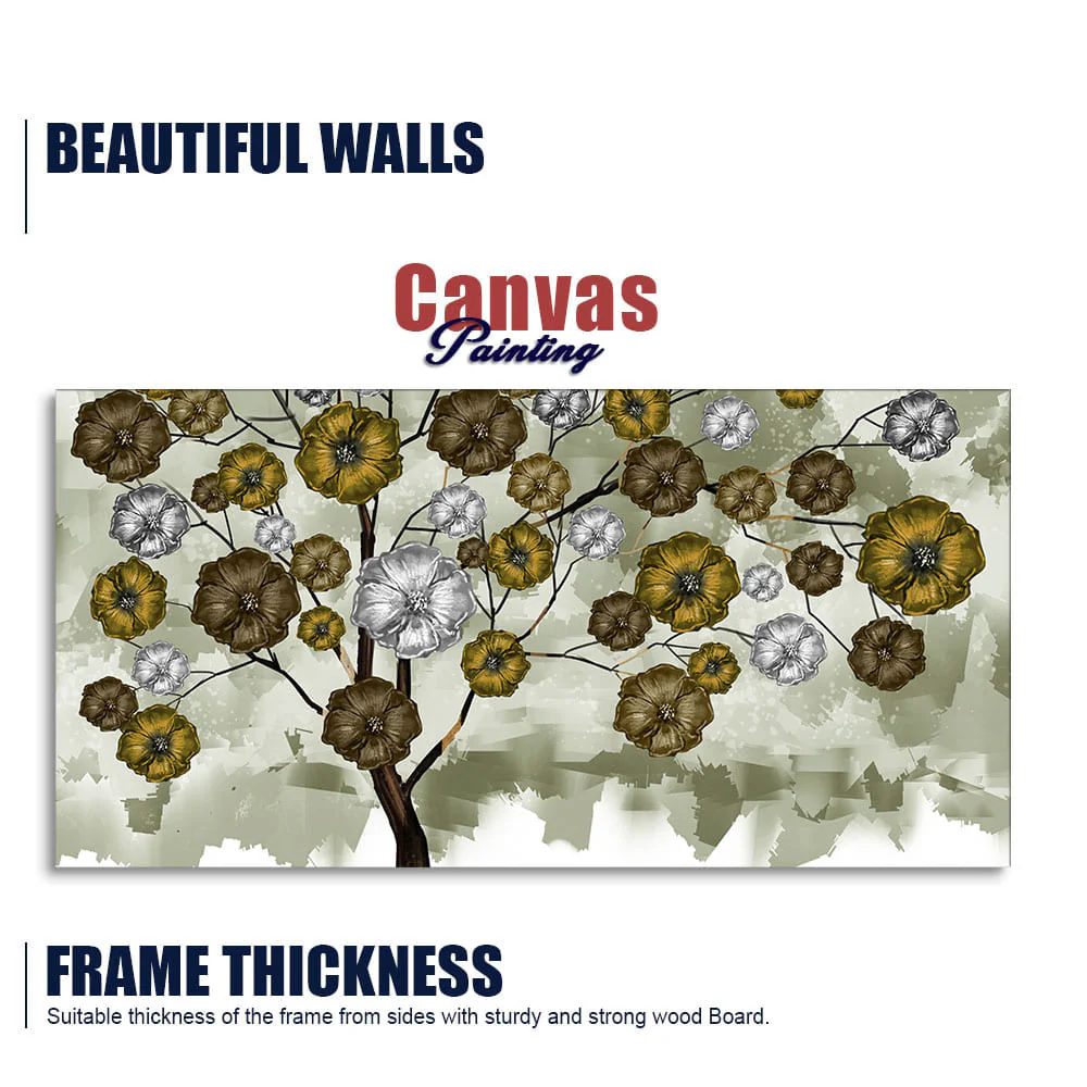 Abstract Flowers Designer Art Premium Canvas Wall Painting - Image 6