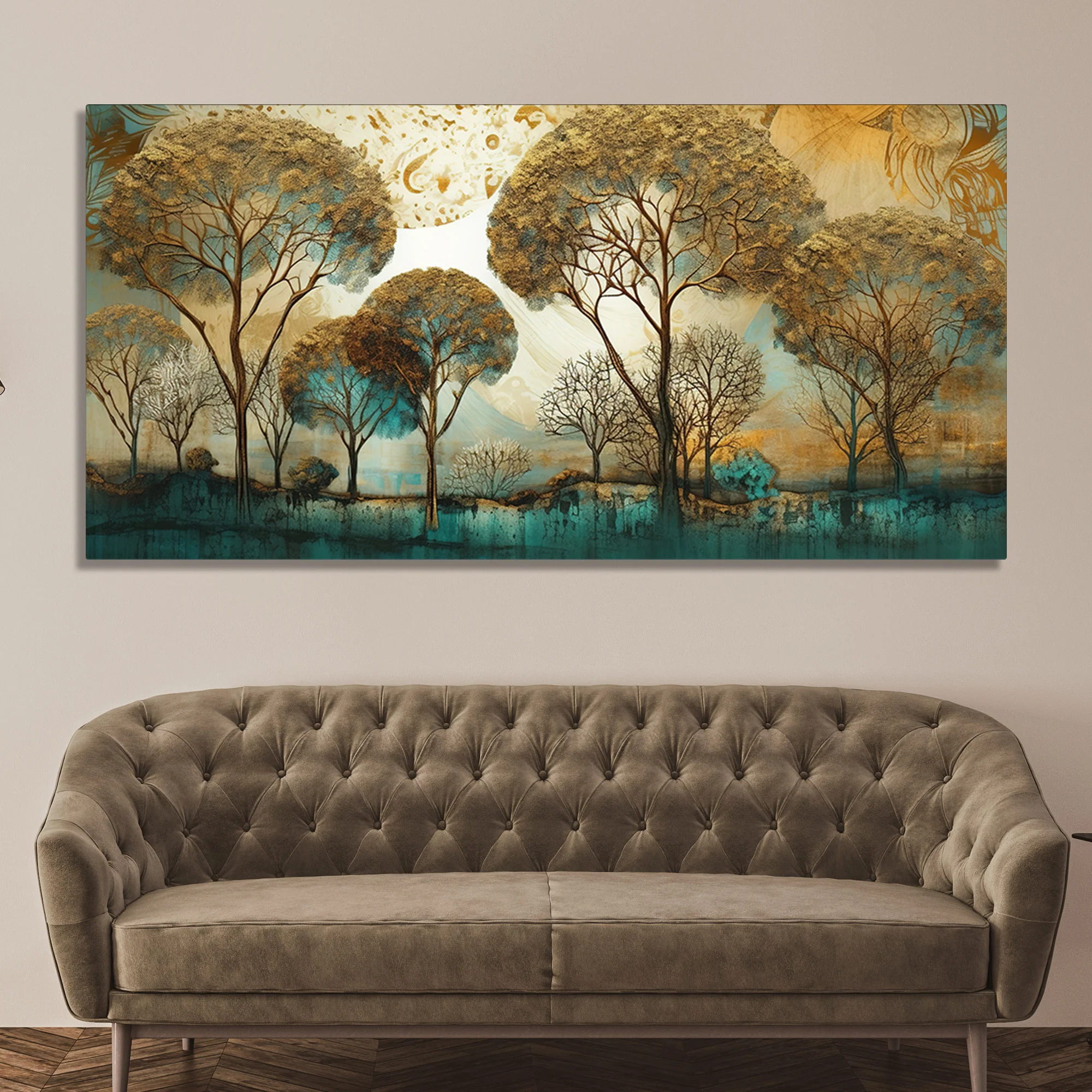 Abstract Forest Tree Artistic Art Canvas Wall Painting - Image 3