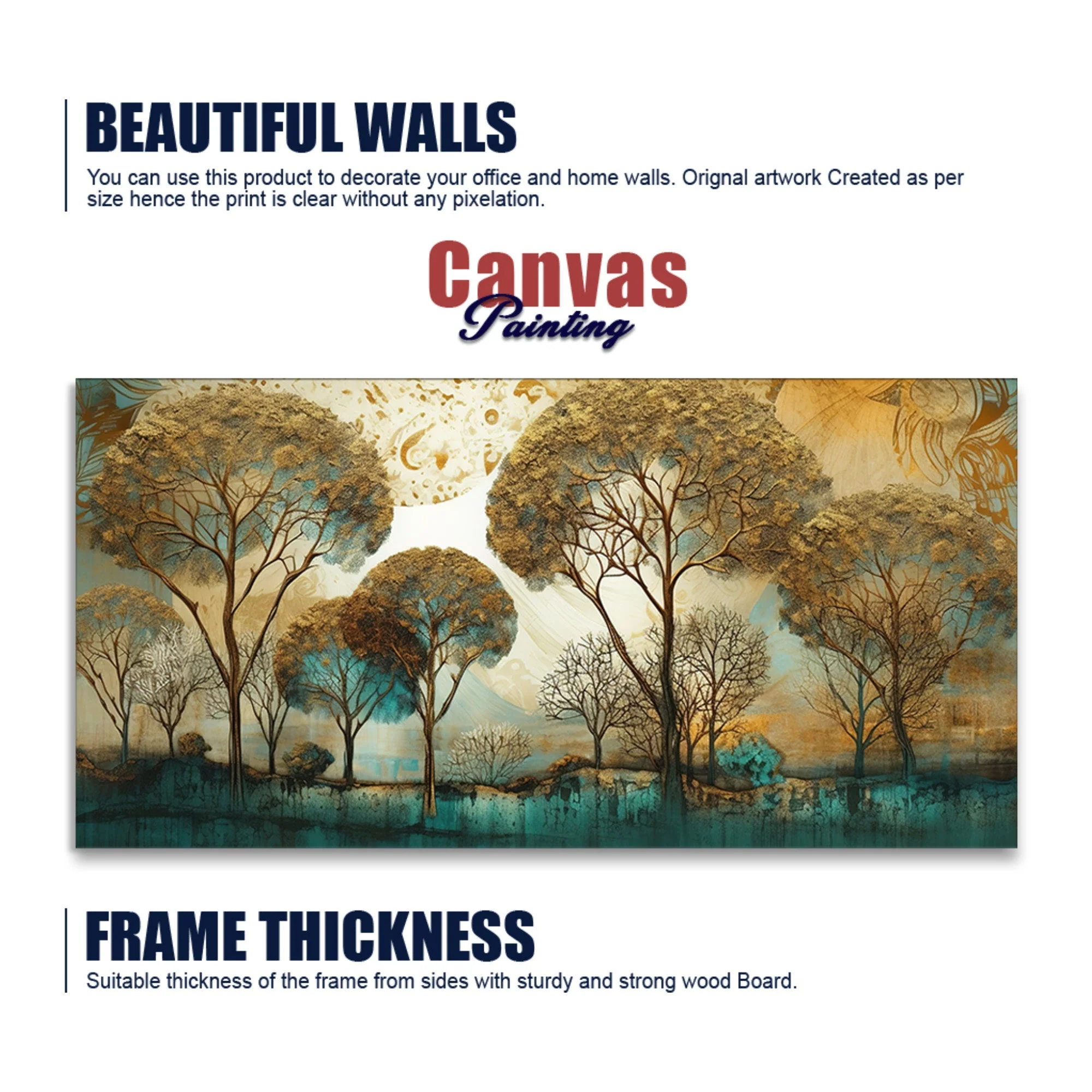 Abstract Forest Tree Artistic Art Canvas Wall Painting - Image 6