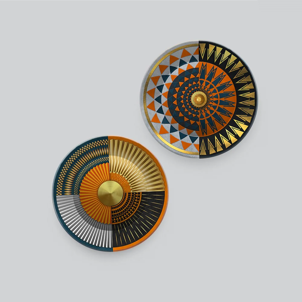 Abstract Geometric Circle Art Wall Hanging Plates of Two Pieces - Image 4