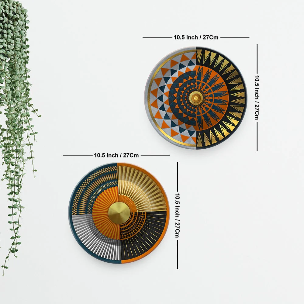 Abstract Geometric Circle Art Wall Hanging Plates of Two Pieces - Image 7