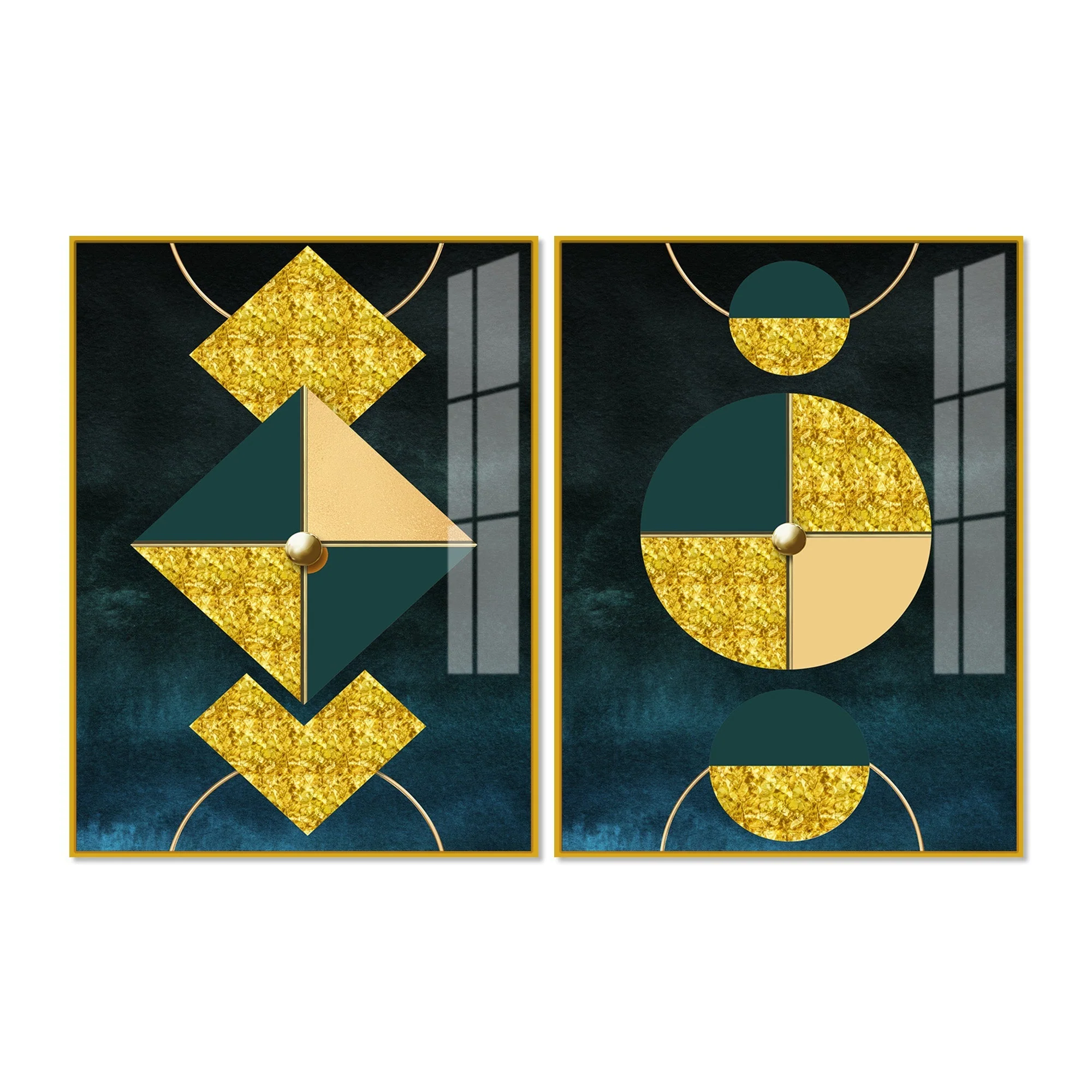 Abstract Geometry Shapes Art Acrylic Floating Wall Painting Set Of 2 - Image 5