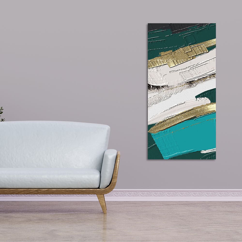 Abstract Golden and White Textured Canvas Wall Painting - Image 2