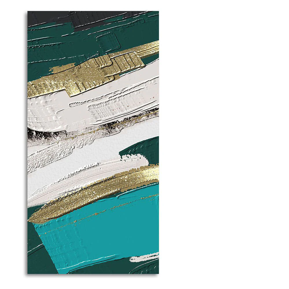 Abstract Golden and White Textured Canvas Wall Painting - Image 4