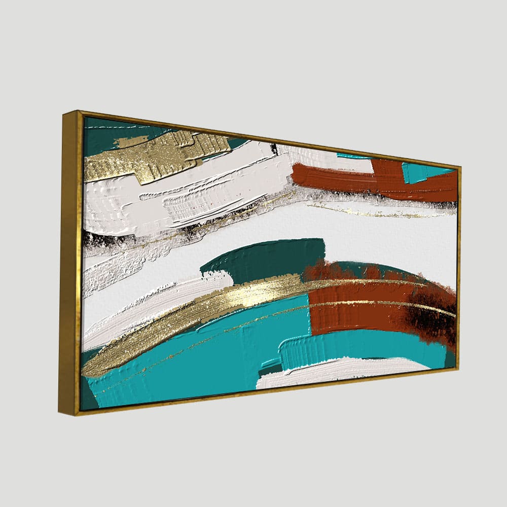 Abstract Golden and White Textured Premium Canvas Wall Painting - Image 5