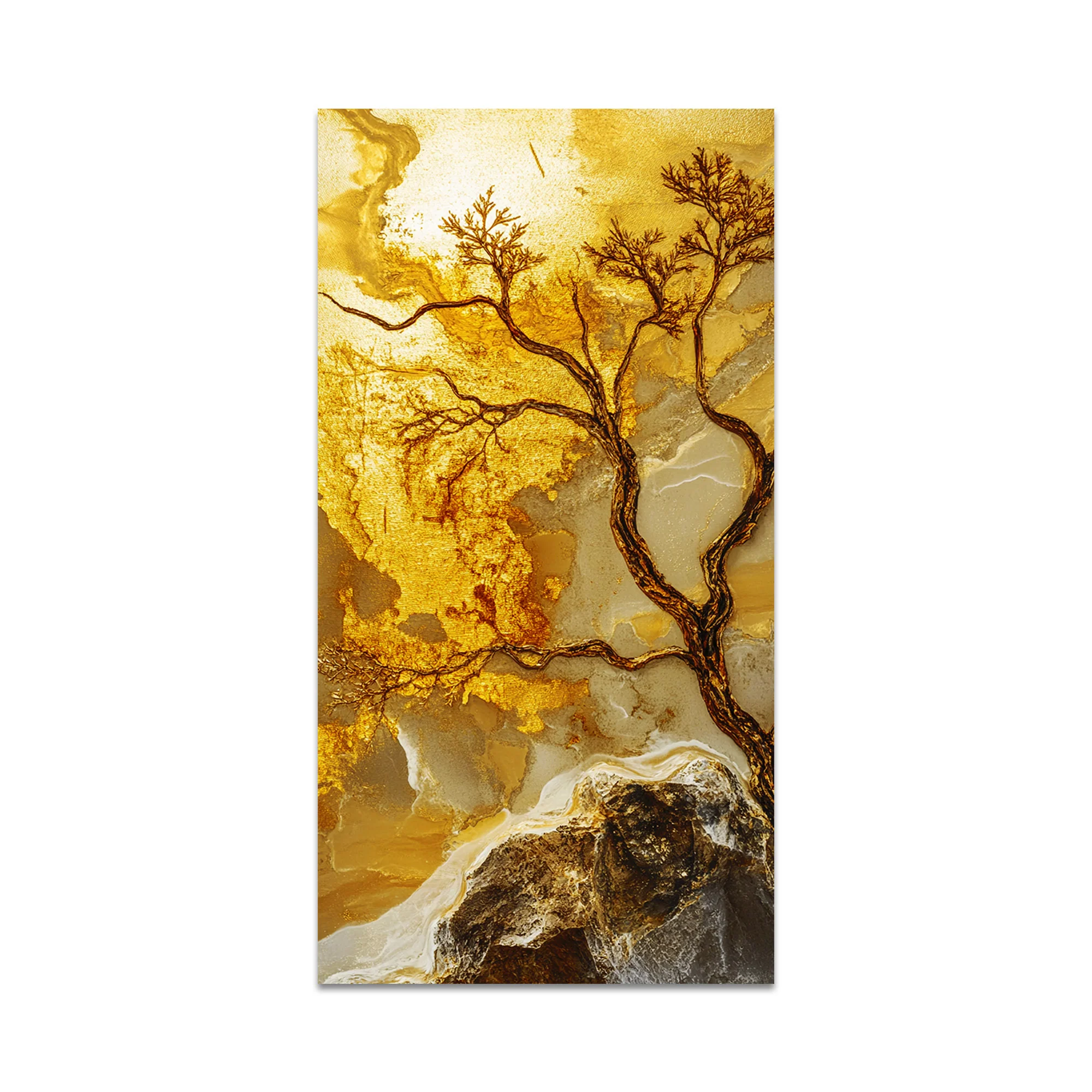 Abstract Golden Artistic Tree Art Canvas Wall Painting - Image 4