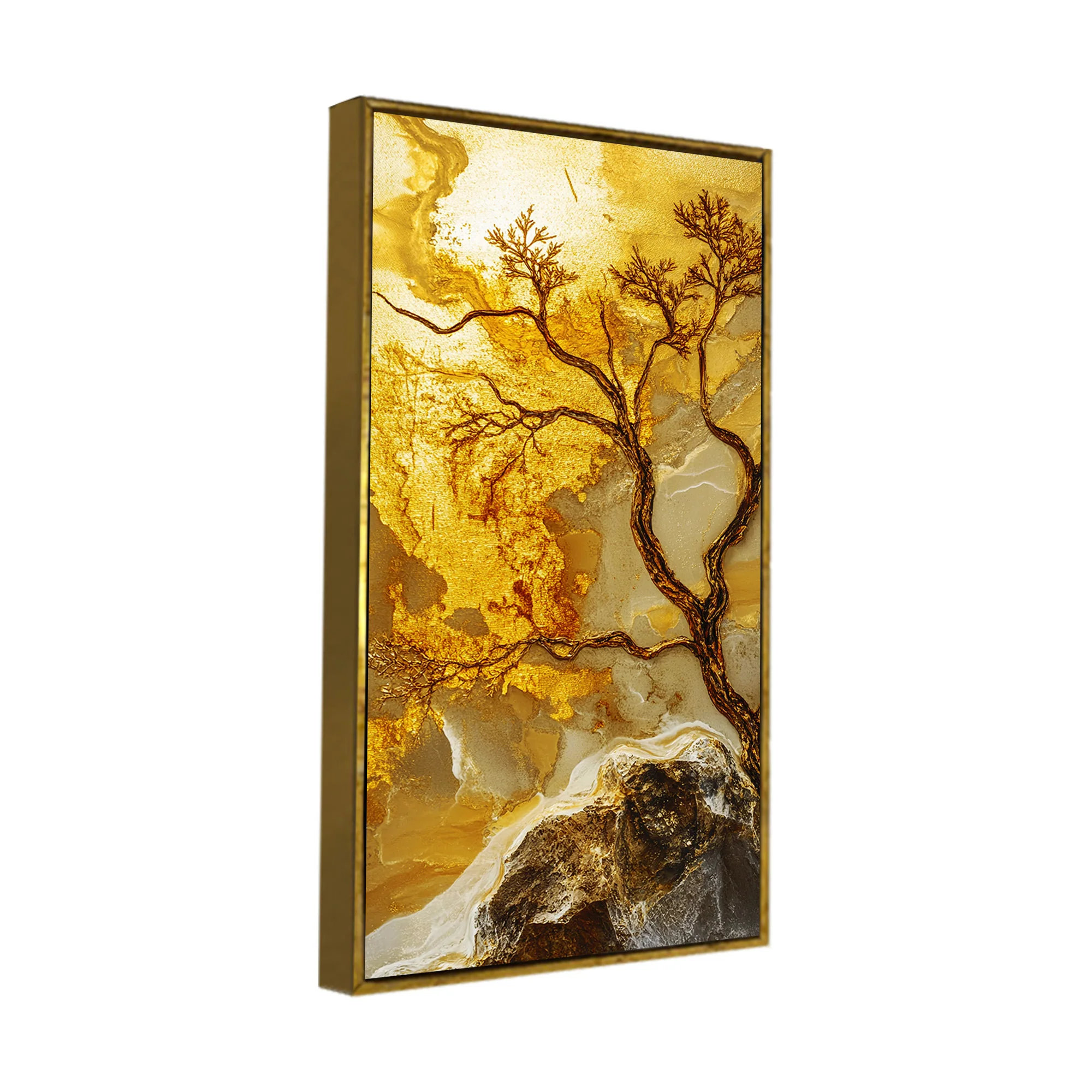 Abstract Golden Artistic Tree Art Canvas Wall Painting - Image 6
