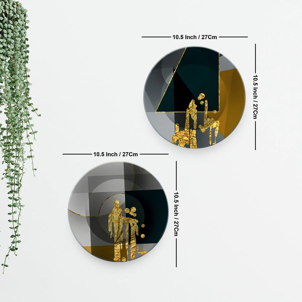 Abstract Golden Textured Art Wall Hanging Plates of Two Pieces - Image 7