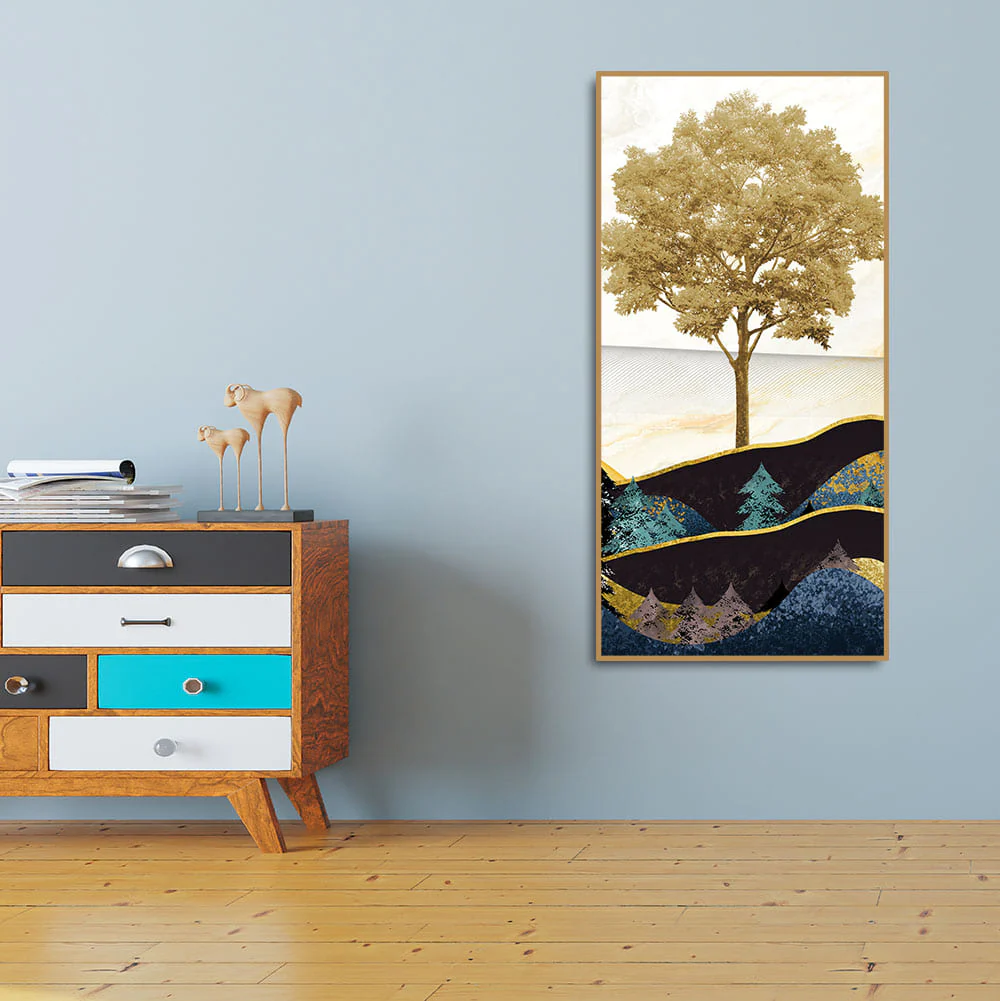 Abstract Golden Tree Premium Canvas Wall Painting - Image 3