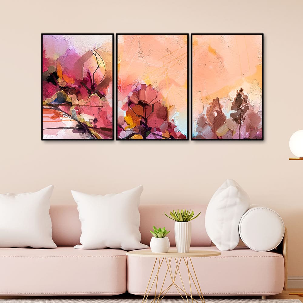 Abstract landscape Contemporary Art Premium Floating Wall Painting Set of 3 - Image 2