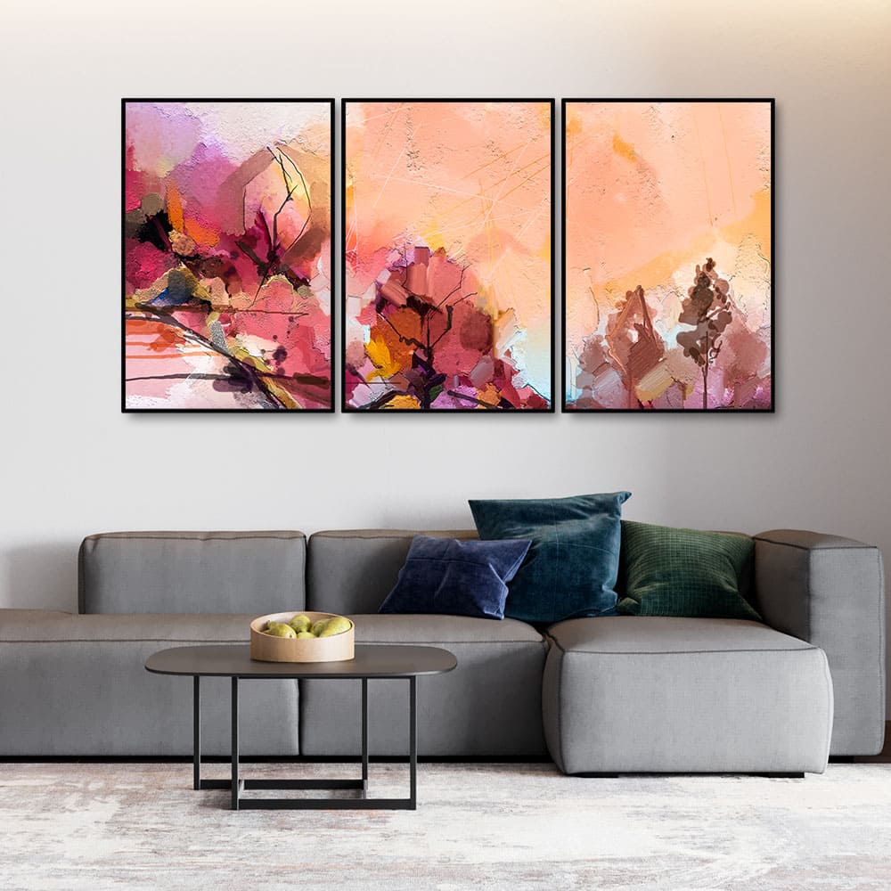 Abstract landscape Contemporary Art Premium Floating Wall Painting Set of 3 - Image 3