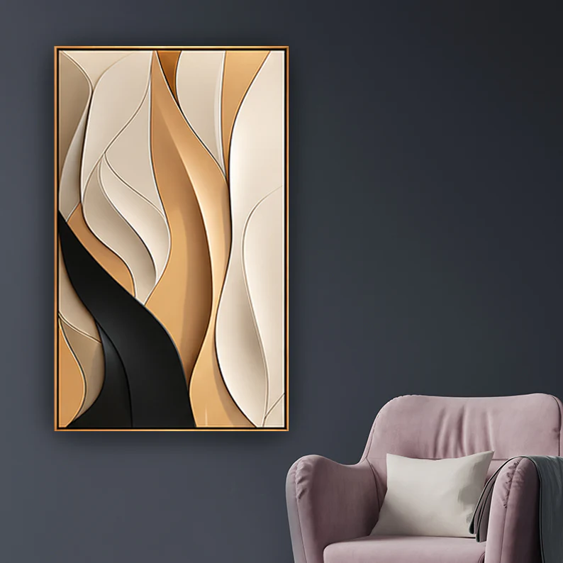 Abstract Layered 3D Wall Decor Art for High Ceiling Living Room