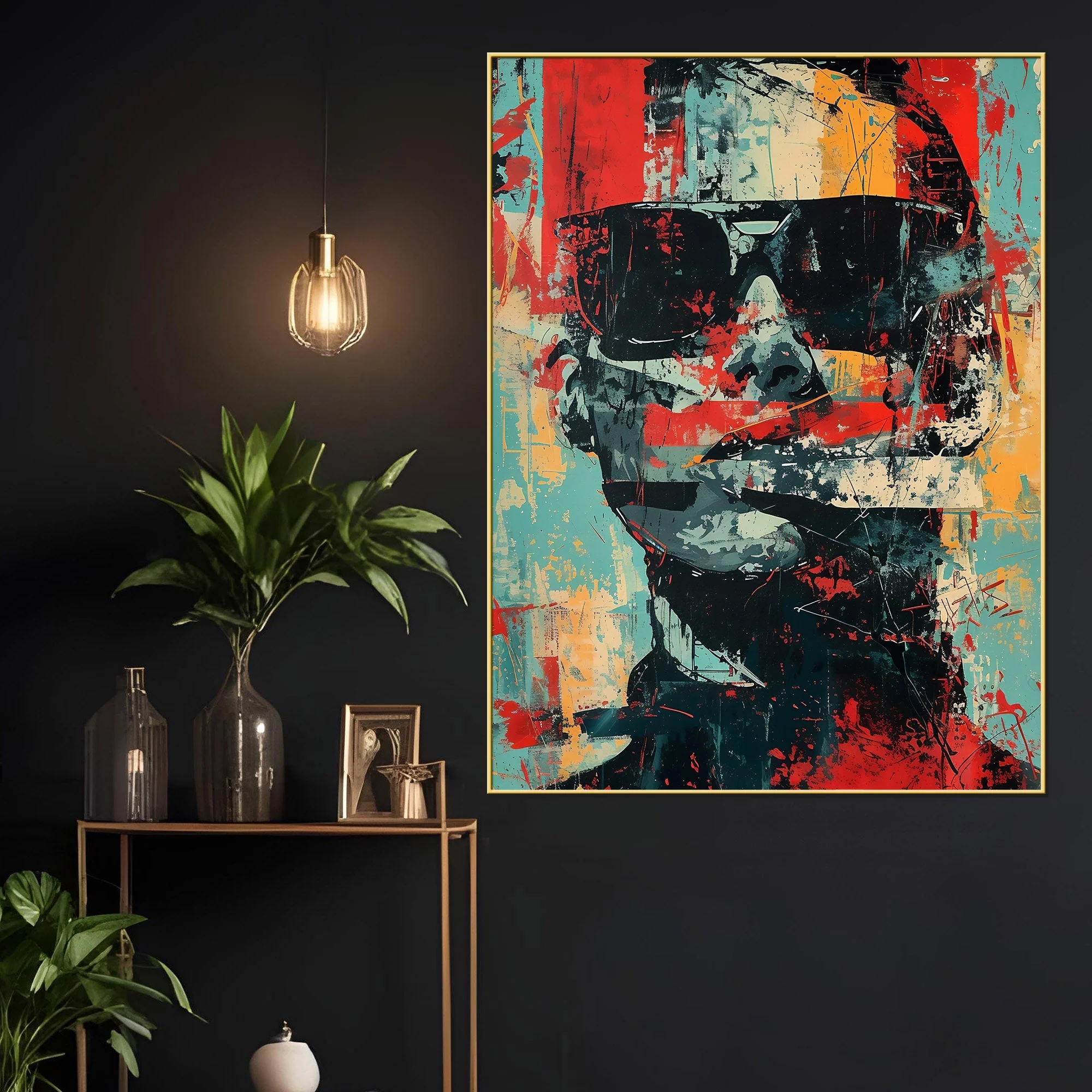 Abstract Man With The Glasses Cotton Canvas Wall Painting - Image 2