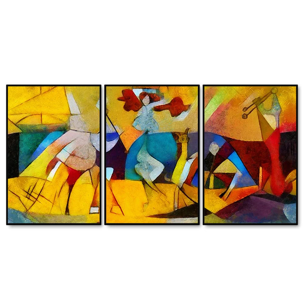 Abstract Modern Art Floating Canvas Wall Painting Set of Three - Image 4