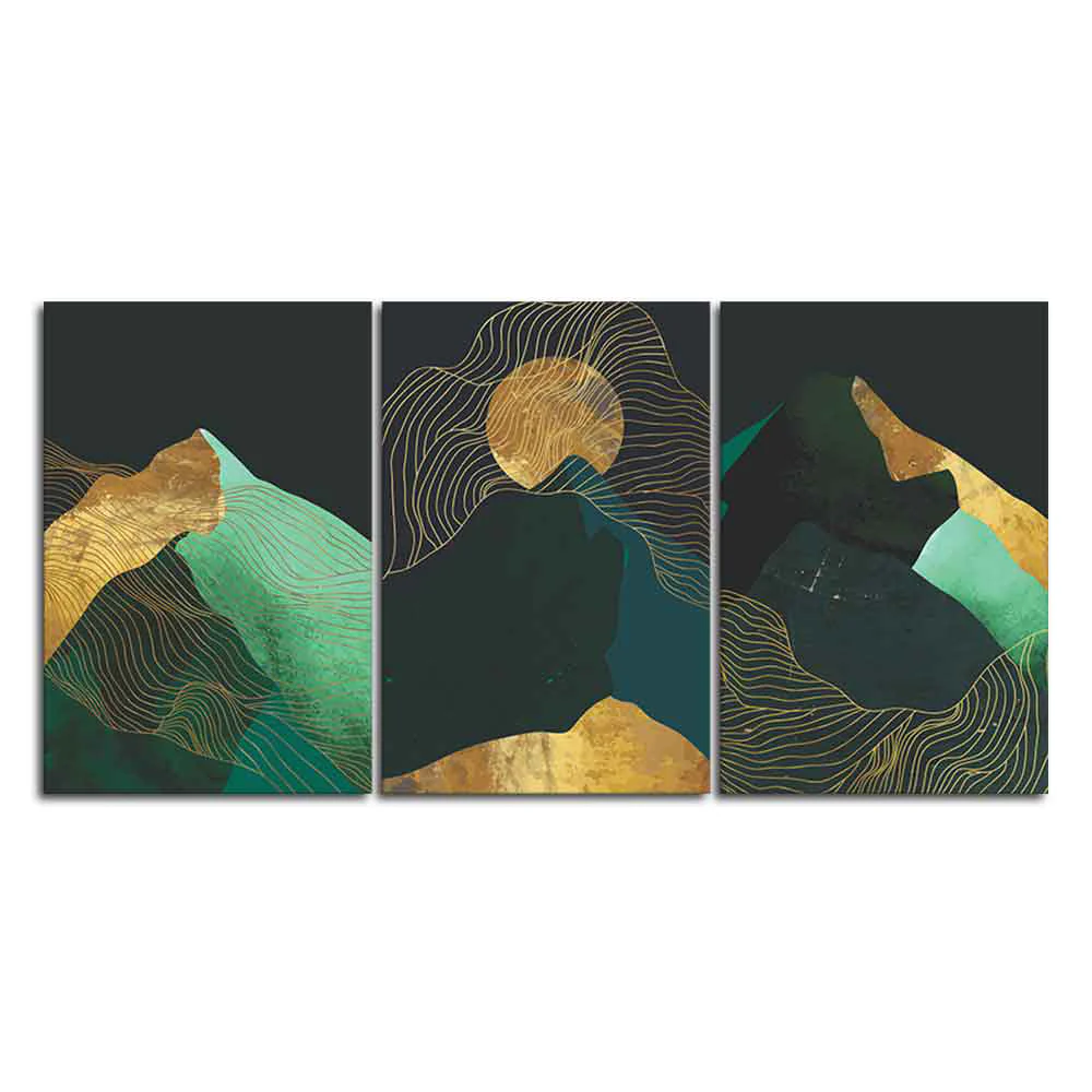 Abstract Mountains and Line Art Wall Painting of 3 Pieces - Image 4