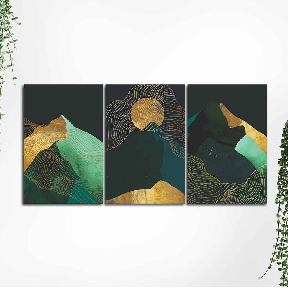 Abstract Mountains and Line Art Wall Painting of 3 Pieces - Image 5