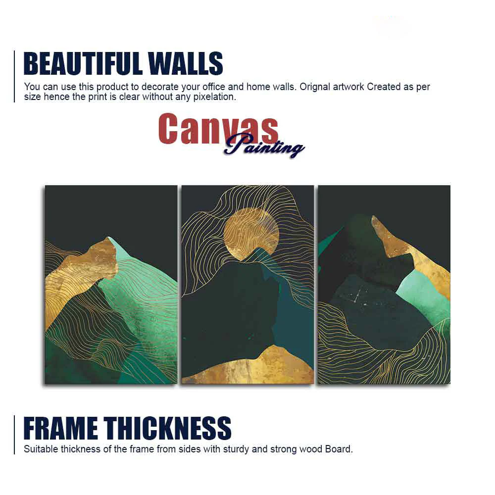 Abstract Mountains and Line Art Wall Painting of 3 Pieces - Image 6