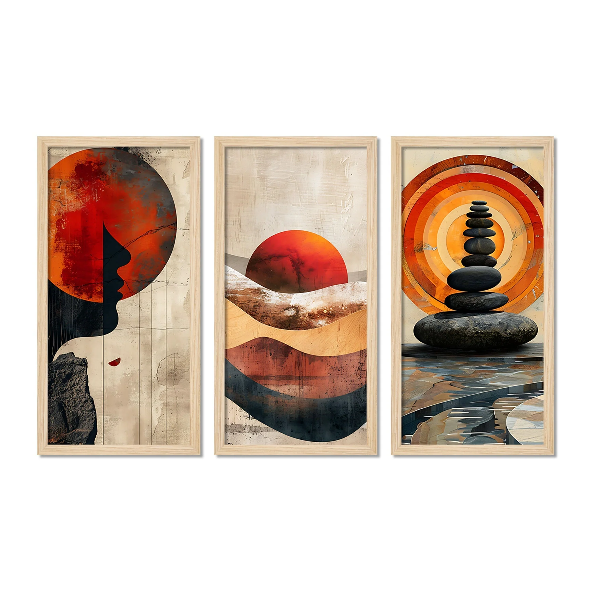 Abstract Mountains View Wooden Wall Frame Set of Three - Image 4