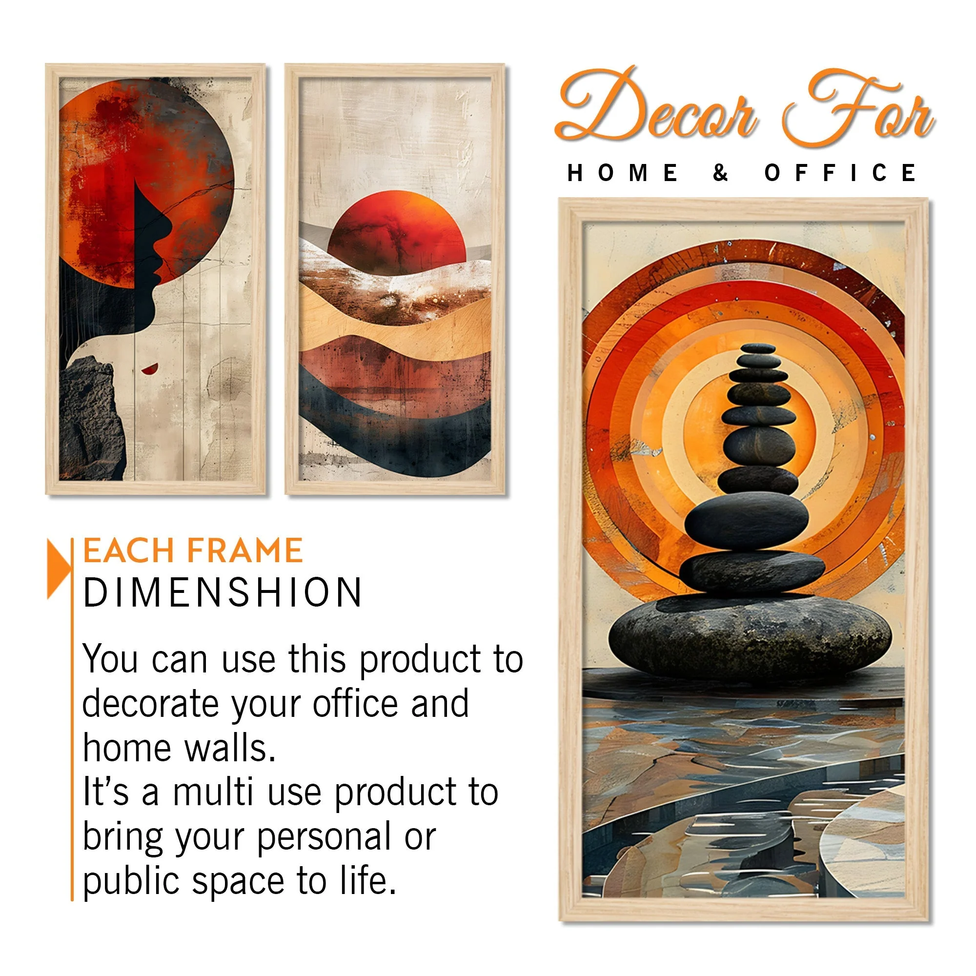 Abstract Mountains View Wooden Wall Frame Set of Three - Image 5