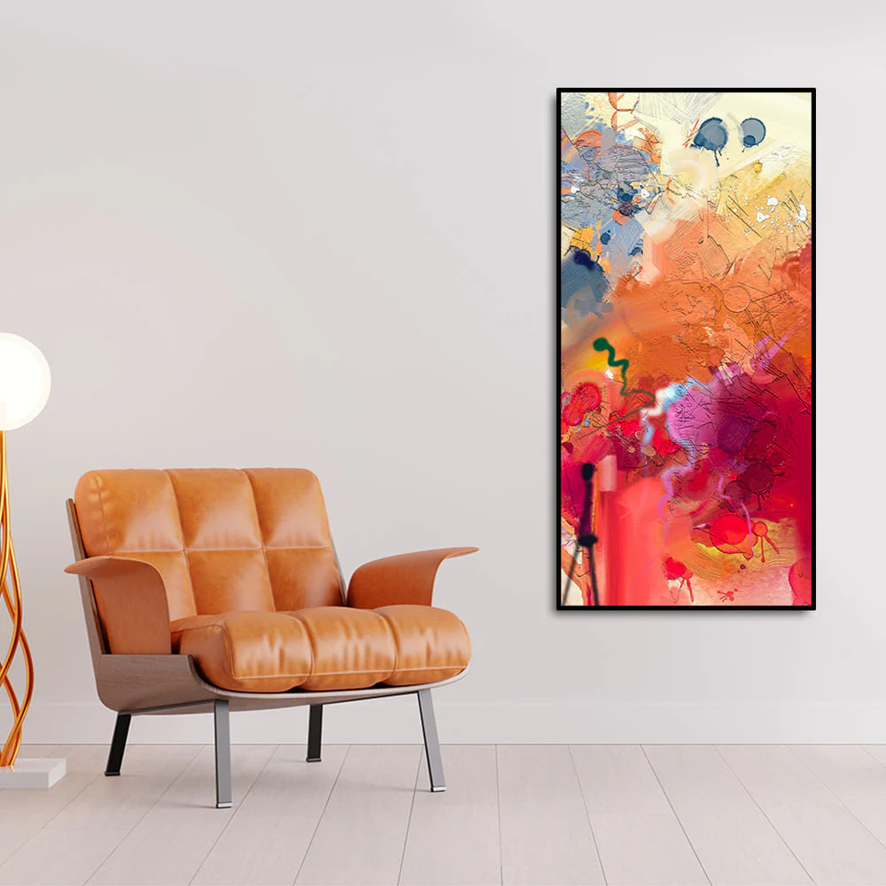 Abstract Orange Multicolor Pink Art Premium Canvas Wall Painting - Image 3