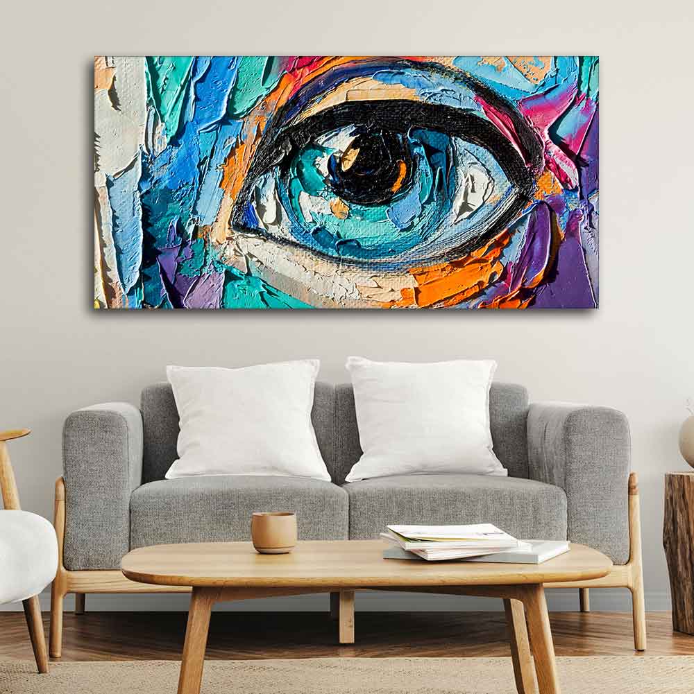 Abstract Picture of a Beautiful Girl's Eye Canvas Wall Painting - Image 3