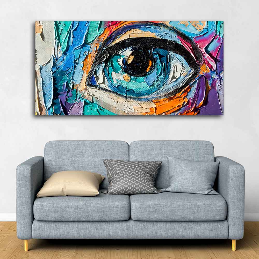 Abstract Picture of a Beautiful Girl's Eye Canvas Wall Painting - Image 4