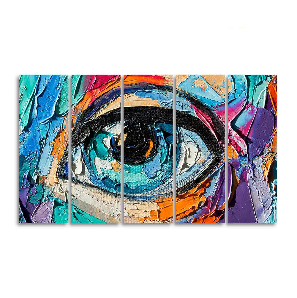 Abstract Picture of a Beautiful Girl's Eye Canvas Wall Painting of Five Pieces - Image 4