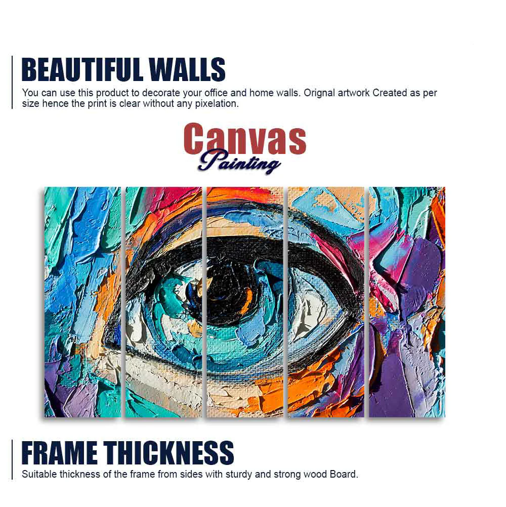 Abstract Picture of a Beautiful Girl's Eye Canvas Wall Painting of Five Pieces - Image 5